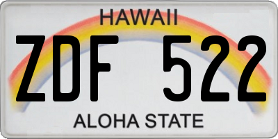 HI license plate ZDF522