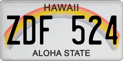 HI license plate ZDF524