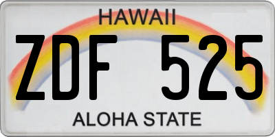 HI license plate ZDF525