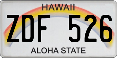 HI license plate ZDF526