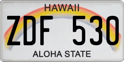 HI license plate ZDF530