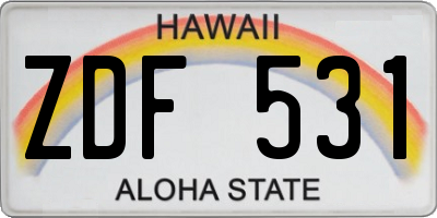 HI license plate ZDF531