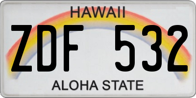 HI license plate ZDF532