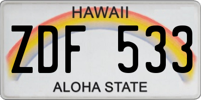 HI license plate ZDF533
