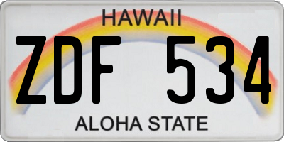 HI license plate ZDF534