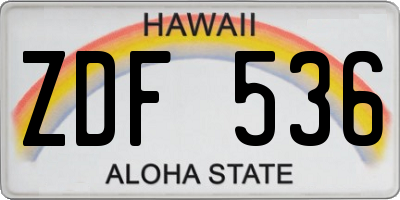 HI license plate ZDF536