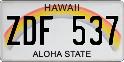 HI license plate ZDF537
