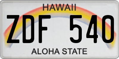 HI license plate ZDF540