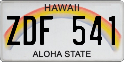 HI license plate ZDF541