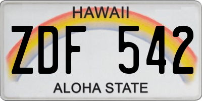 HI license plate ZDF542