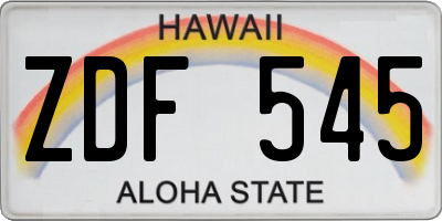 HI license plate ZDF545