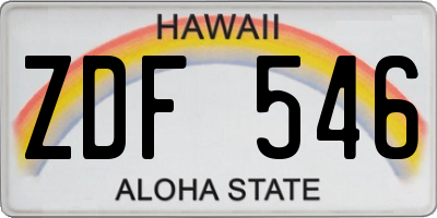 HI license plate ZDF546