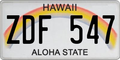 HI license plate ZDF547