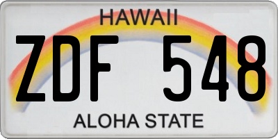 HI license plate ZDF548
