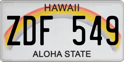 HI license plate ZDF549