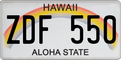 HI license plate ZDF550