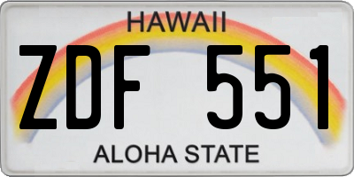 HI license plate ZDF551