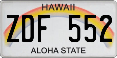 HI license plate ZDF552