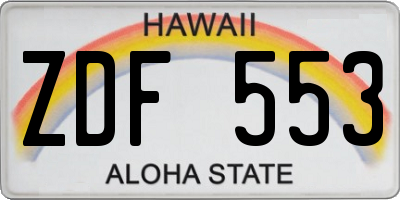 HI license plate ZDF553