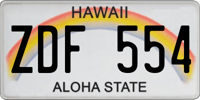 HI license plate ZDF554