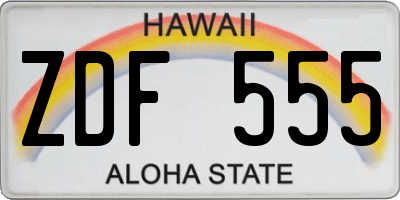 HI license plate ZDF555