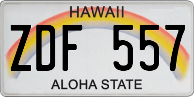 HI license plate ZDF557