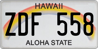 HI license plate ZDF558