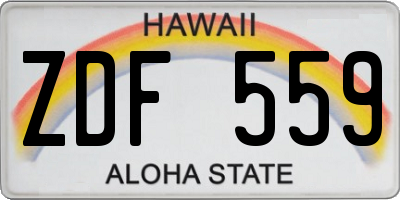 HI license plate ZDF559