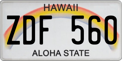 HI license plate ZDF560