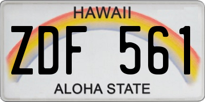 HI license plate ZDF561