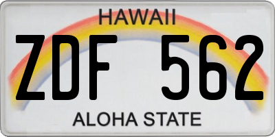 HI license plate ZDF562