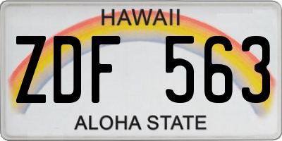 HI license plate ZDF563