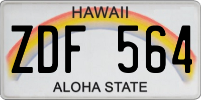 HI license plate ZDF564