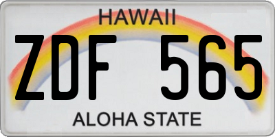 HI license plate ZDF565