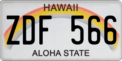 HI license plate ZDF566