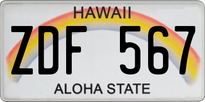 HI license plate ZDF567