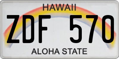 HI license plate ZDF570