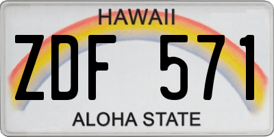 HI license plate ZDF571
