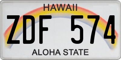 HI license plate ZDF574