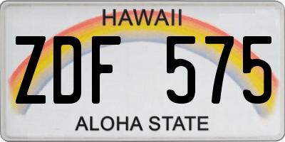 HI license plate ZDF575