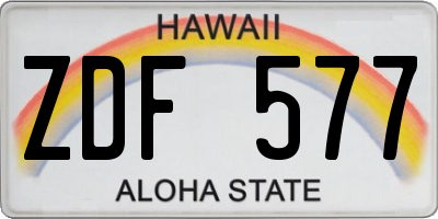 HI license plate ZDF577