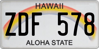 HI license plate ZDF578