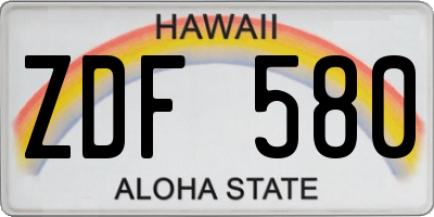 HI license plate ZDF580