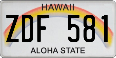 HI license plate ZDF581