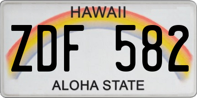 HI license plate ZDF582