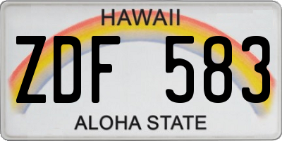 HI license plate ZDF583
