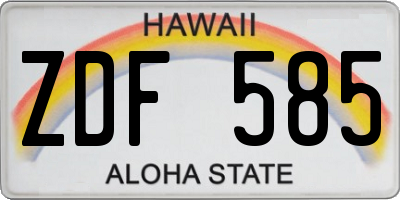 HI license plate ZDF585