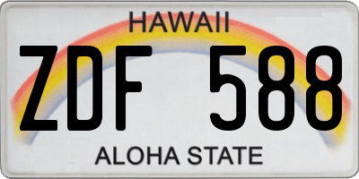 HI license plate ZDF588