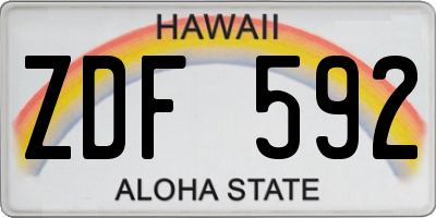HI license plate ZDF592