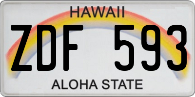 HI license plate ZDF593
